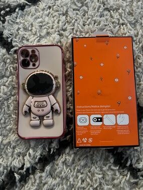 New iPhone 11 Pro Pink Astronaut Phone Case with Ring Holder